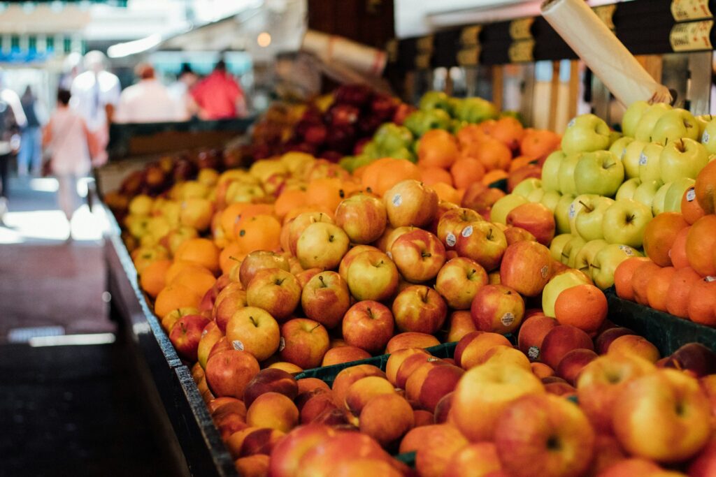 assorted fruits at Los Angeles farmers market