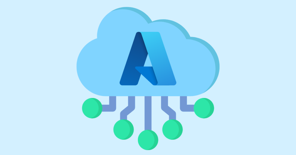 an illustration of a cloud with circuits coming from the bottom with the Microsoft Azure logo on top